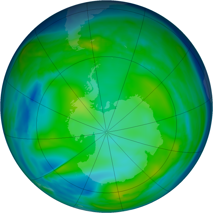 Antarctic ozone map for 04 July 2006